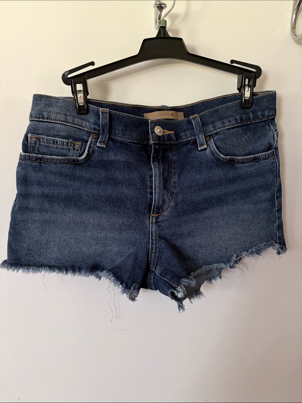 Joe's Jeans Dark Blue Frayed Hem Denim Shorts